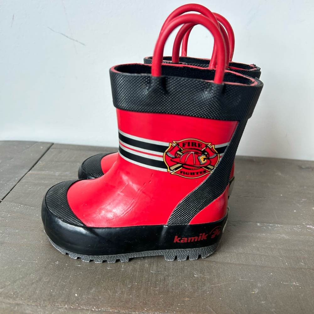 Kamik Kids Red & Black Firefighter Rain Boots